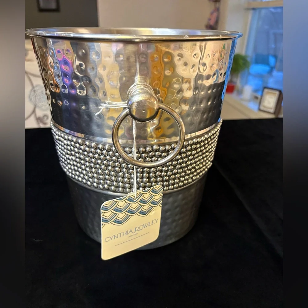 Cynthia Rawley Hammered Stainless Steel Ice Bucket - Picture 2 of 8